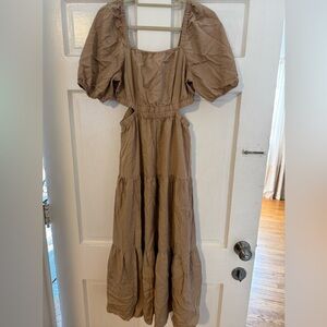 The Drop Anaya Square Neck Cut-Out Tiered Maxi Dress